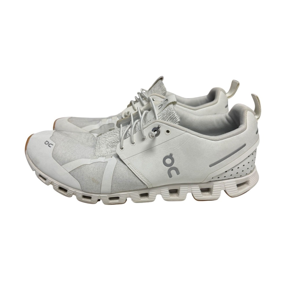 On Cloud Terry Running Leather Sneakers Men 10 White Speed Lacing Athleisure EUC